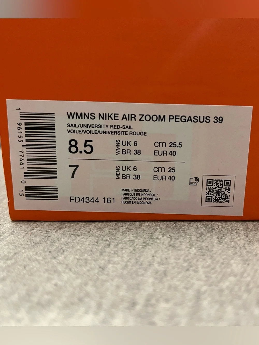Nike Air Zoom Pegasus 39 Sail University Red Women's Shoe Size 8.5 FD4344-161 - Picture 11 of 11